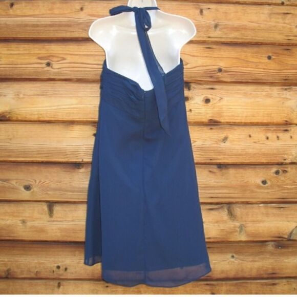 NWT Bill Levkoff Blue Chiffon Halter Dress - Picture 5 of 8